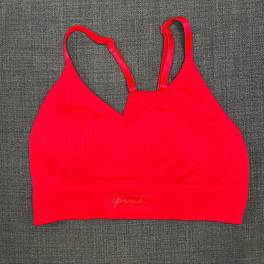 Victoria Secret Sport Red Ribbed Sports Bra